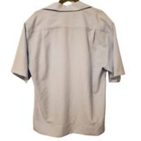 Doc & Amelia by Cintas Womens Sz L Blue  Solid Short Sleeve Button Down Blouse - Picture 4 of 4